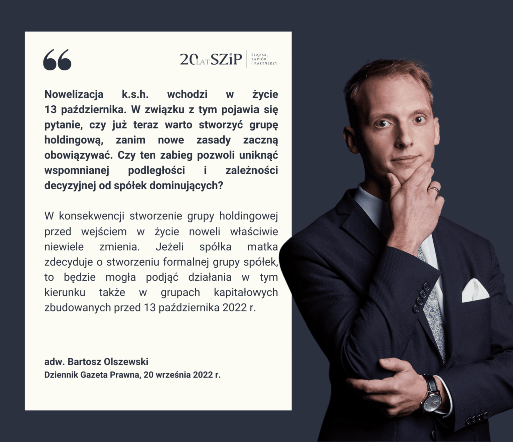 O nowelizacji k.s.h. – adw. Bartosz Olszewski dla DGP